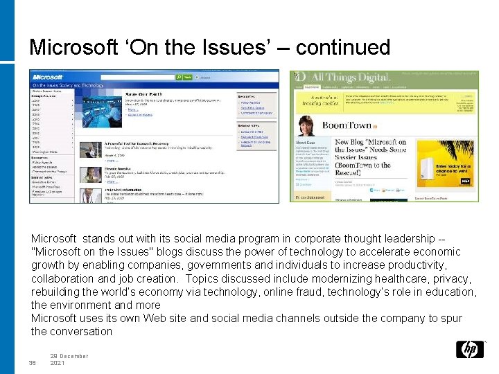 Microsoft ‘On the Issues’ – continued Microsoft stands out with its social media program