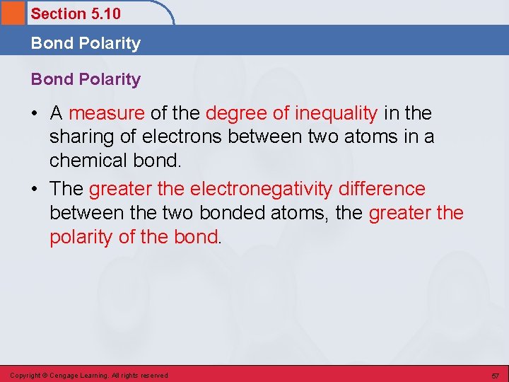 Section 5. 10 Bond Polarity • A measure of the degree of inequality in