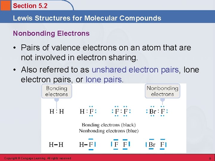 Section 5. 2 Lewis Structures for Molecular Compounds Nonbonding Electrons • Pairs of valence