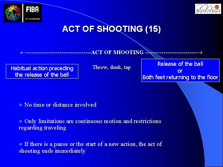 ACT OF SHOOTING (15) ¬------------------ACT OF SHOOTING --------------® Habitual action preceding the release of