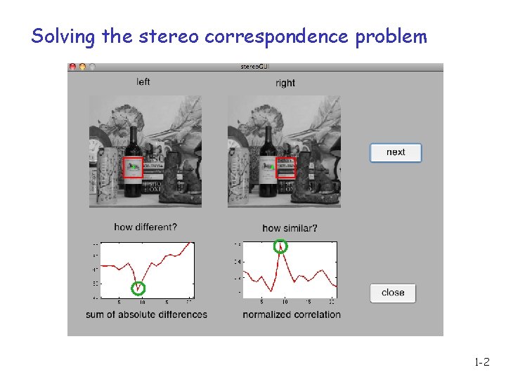 Solving the stereo correspondence problem 1 -2 