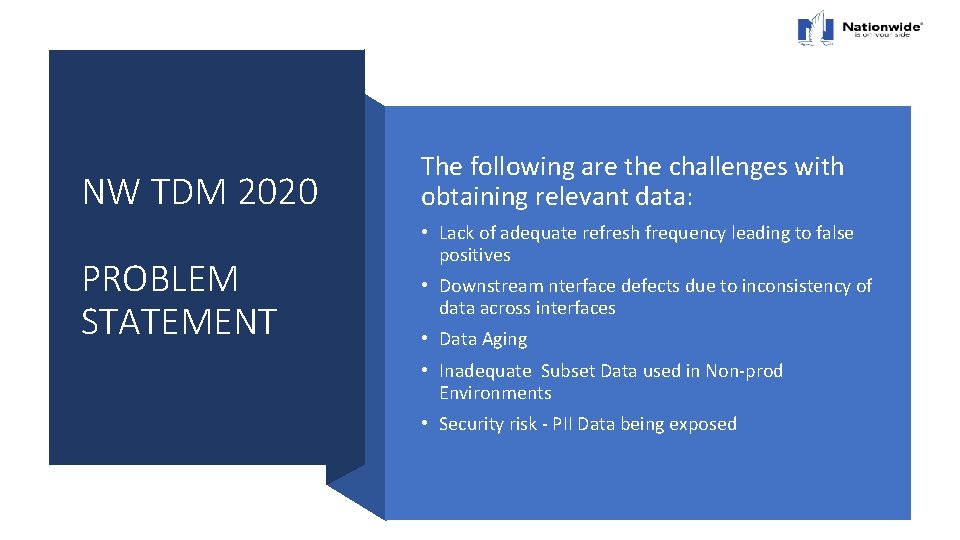 NW TDM 2020 PROBLEM STATEMENT The following are the challenges with obtaining relevant data:
