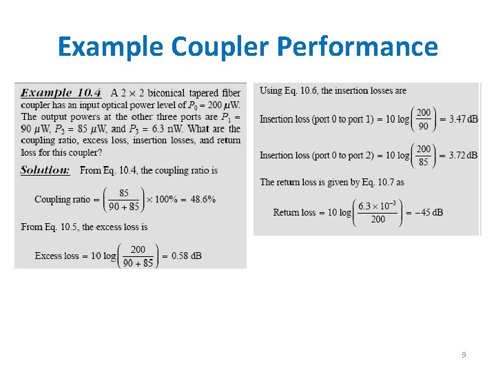 Example Coupler Performance 9 