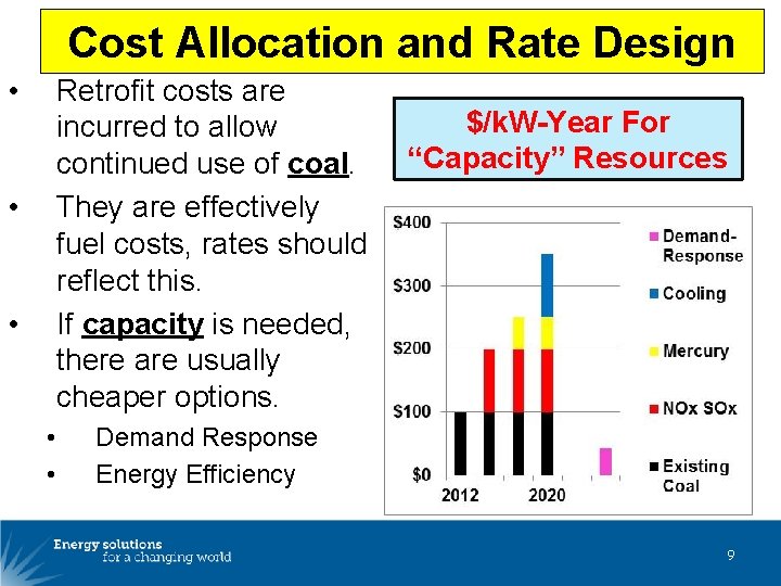 Cost Allocation and Rate Design • Retrofit costs are incurred to allow continued use