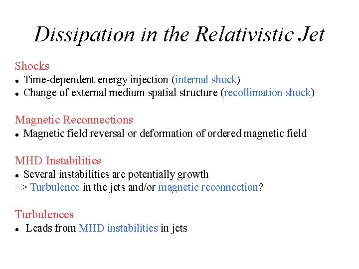 Dissipation in the Relativistic Jet Shocks Time-dependent energy injection (internal shock) Change of external
