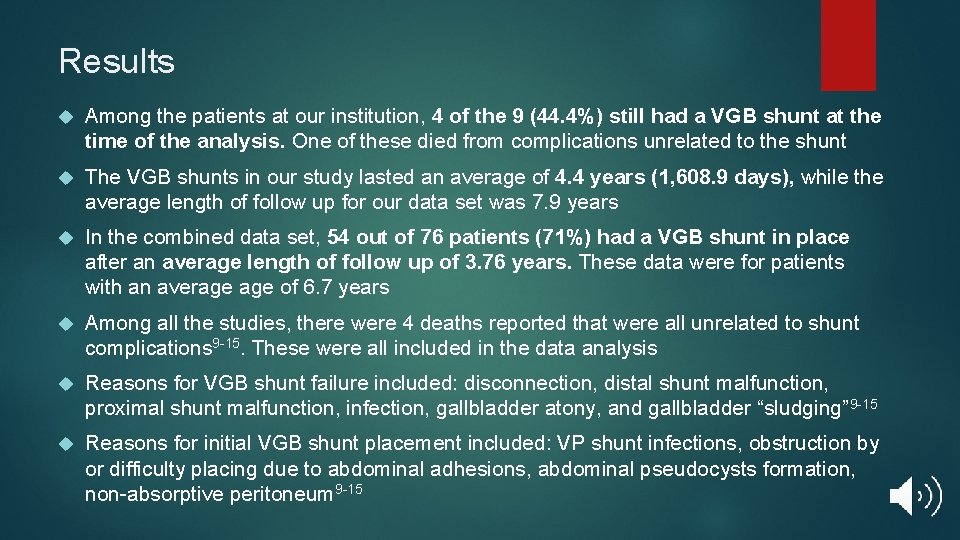 Results Among the patients at our institution, 4 of the 9 (44. 4%) still