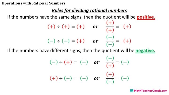 Operations with Rational Numbers • 