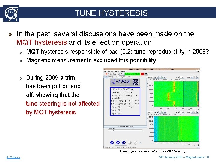 TUNE HYSTERESIS In the past, several discussions have been made on the MQT hysteresis