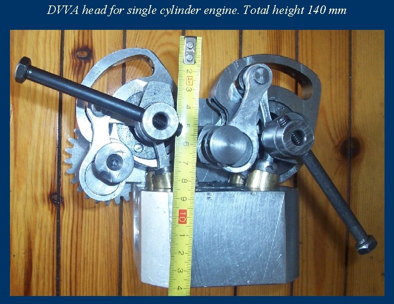 DVVA head for single cylinder engine. Total height 140 mm 