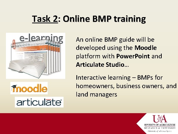 Task 2: Online BMP training An online BMP guide will be developed using the