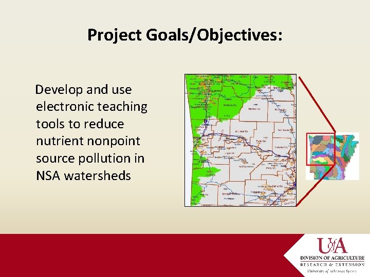 Project Goals/Objectives: Develop and use electronic teaching tools to reduce nutrient nonpoint source pollution