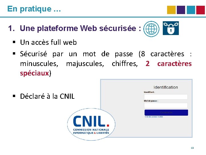 En pratique … 1. Une plateforme Web sécurisée : § Un accès full web