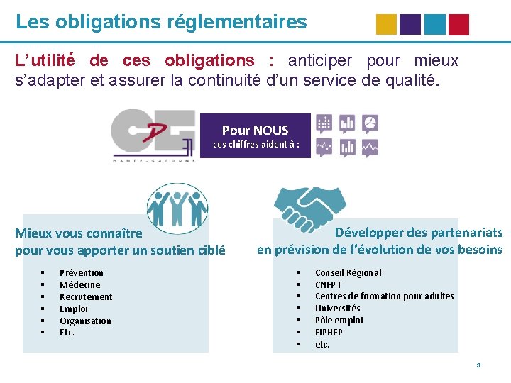 Les obligations réglementaires L’utilité de ces obligations : anticiper pour mieux s’adapter et assurer