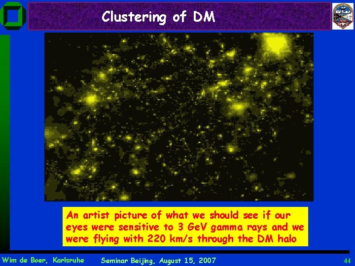 Clustering of DM An artist picture of what we should see if our eyes