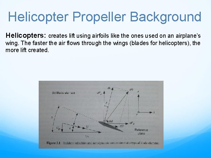 Helicopter Propeller Background Helicopters: creates lift using airfoils like the ones used on an