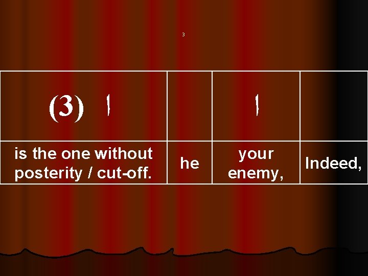 3 (3) ﺍ is the one without posterity / cut-off. ﺍ he your enemy,