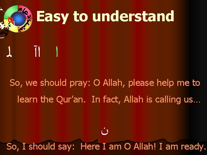 Easy to understand ﺍ ﺍآ ﻟ So, we should pray: O Allah, please help