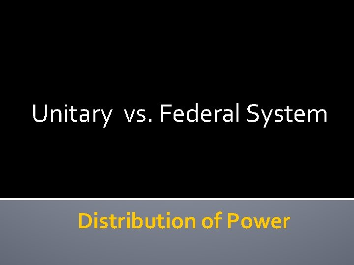 Unitary vs. Federal System Distribution of Power 