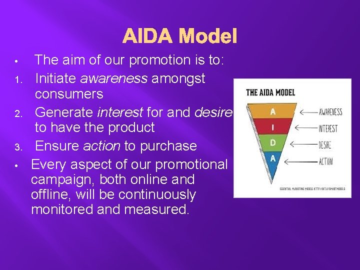 AIDA Model • 1. 2. 3. • The aim of our promotion is to: