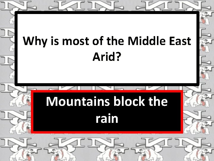 Why is most of the Middle East Arid? Mountains block the rain 