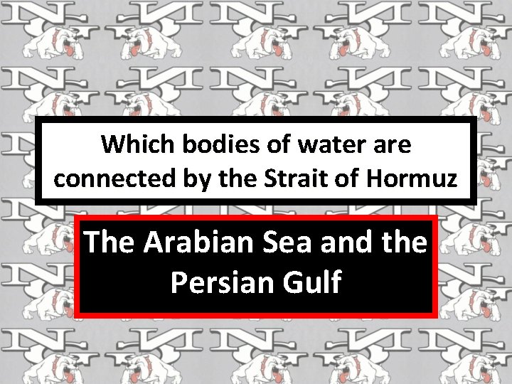 Which bodies of water are connected by the Strait of Hormuz The Arabian Sea
