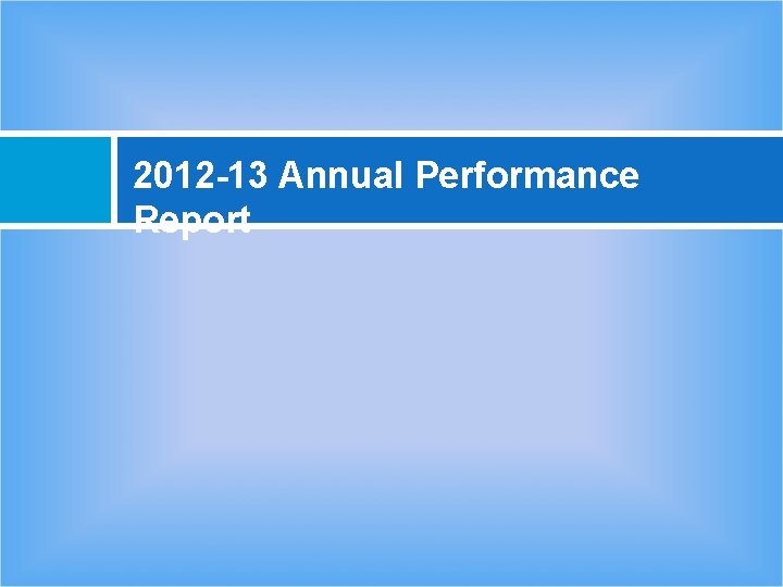 2012 -13 Annual Performance Report 