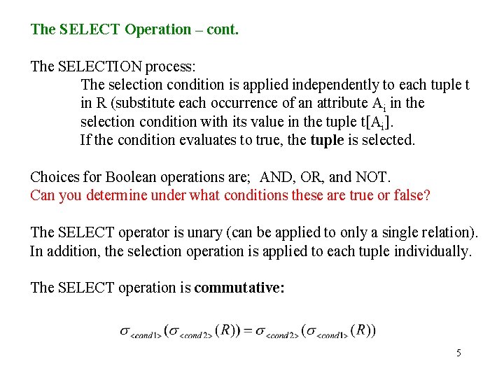 Chapter 6 The Relational Algebra and Relational Calculus