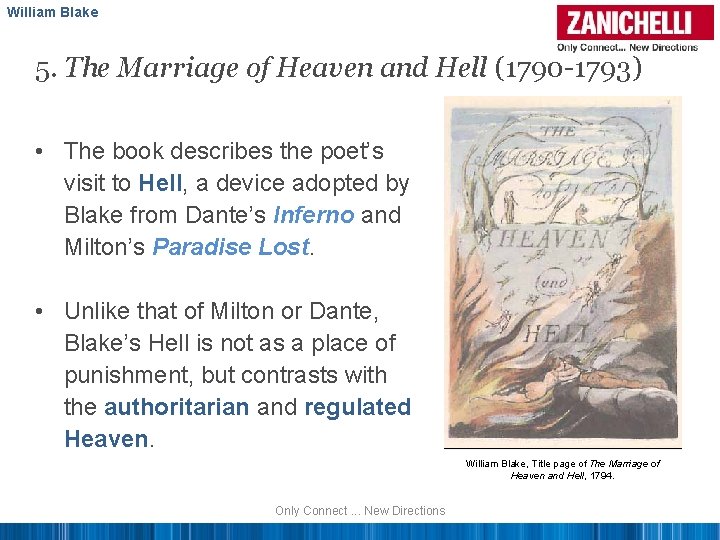 William Blake 5. The Marriage of Heaven and Hell (1790 -1793) • The book