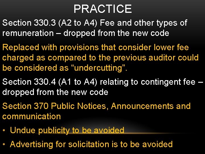 PRACTICE Section 330. 3 (A 2 to A 4) Fee and other types of