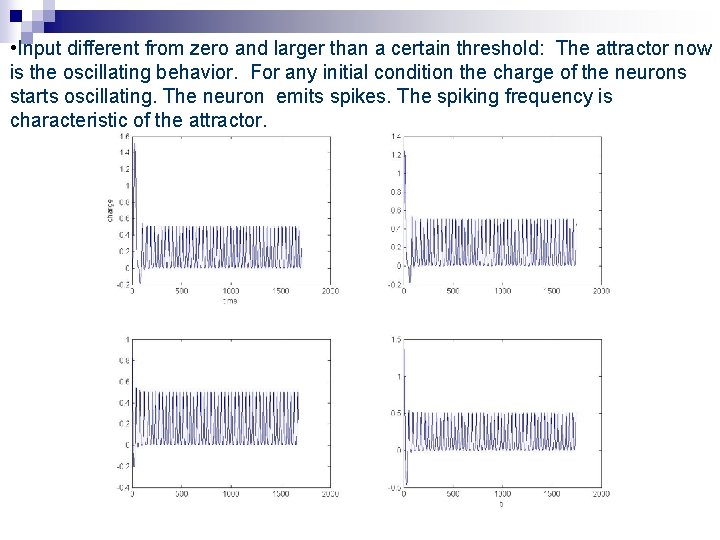  • Input different from zero and larger than a certain threshold: The attractor