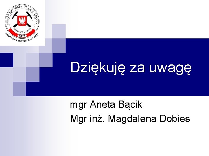 Dziękuję za uwagę mgr Aneta Bącik Mgr inż. Magdalena Dobies 