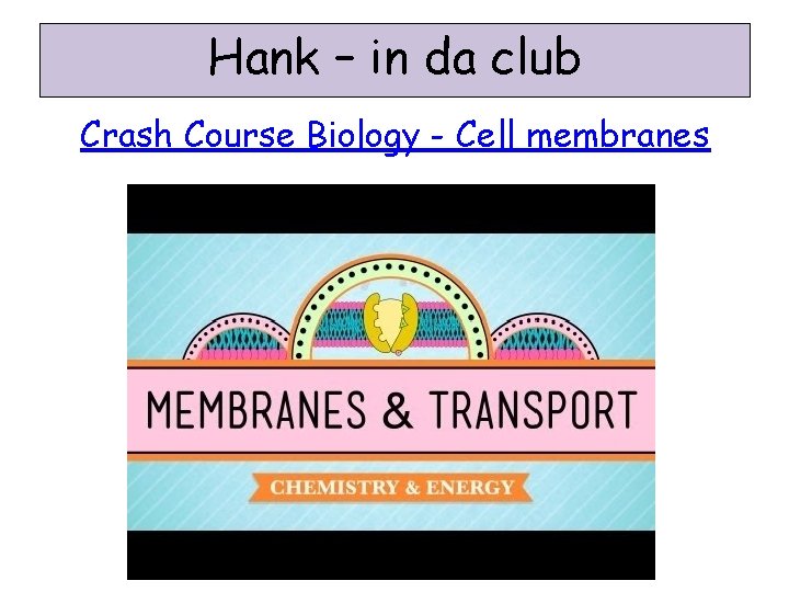 Hank – in da club Crash Course Biology - Cell membranes 