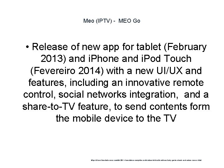 Meo (IPTV) - MEO Go 1 • Release of new app for tablet (February