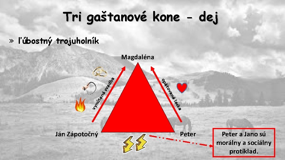 Tri gaštanové kone - dej » ľúbostný trojuholník va ás nú ten ska á