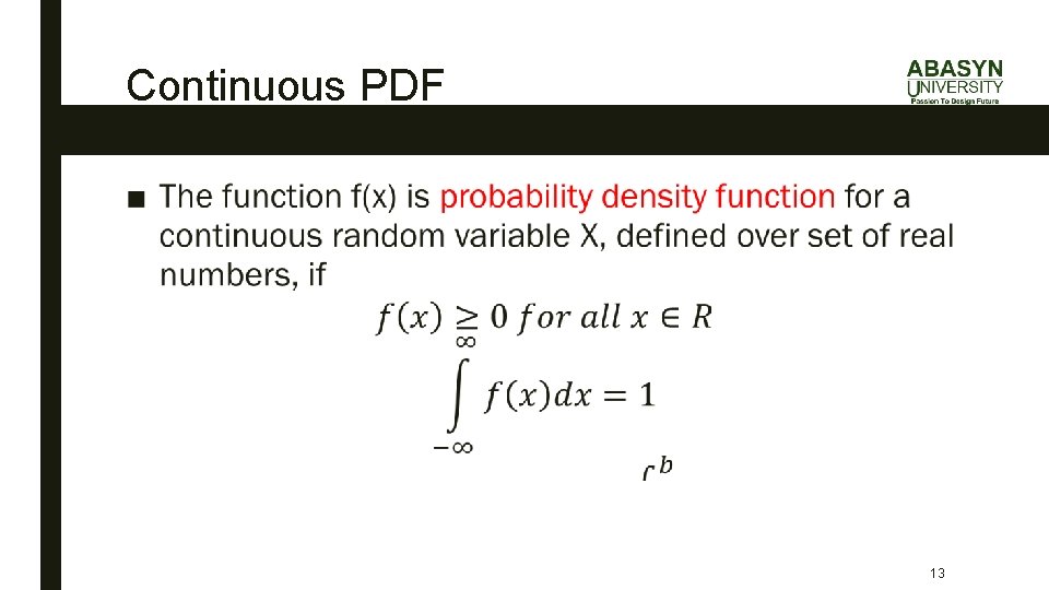 Continuous PDF ■ 13 