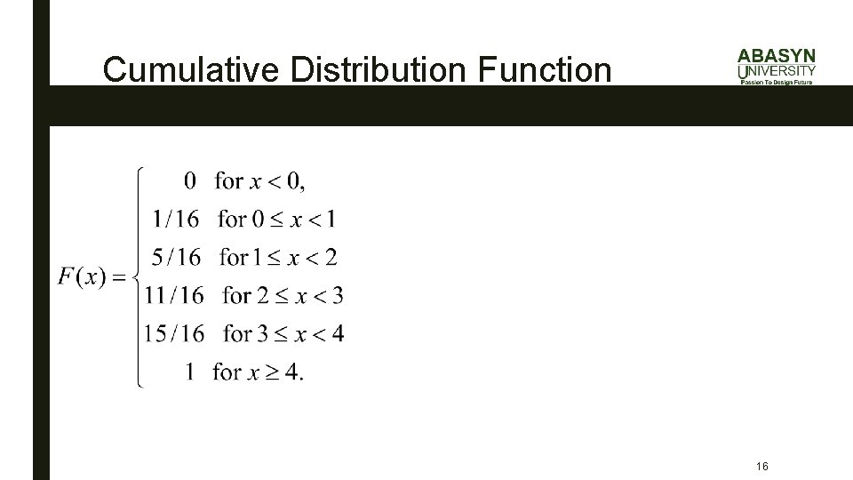 Cumulative Distribution Function 16 