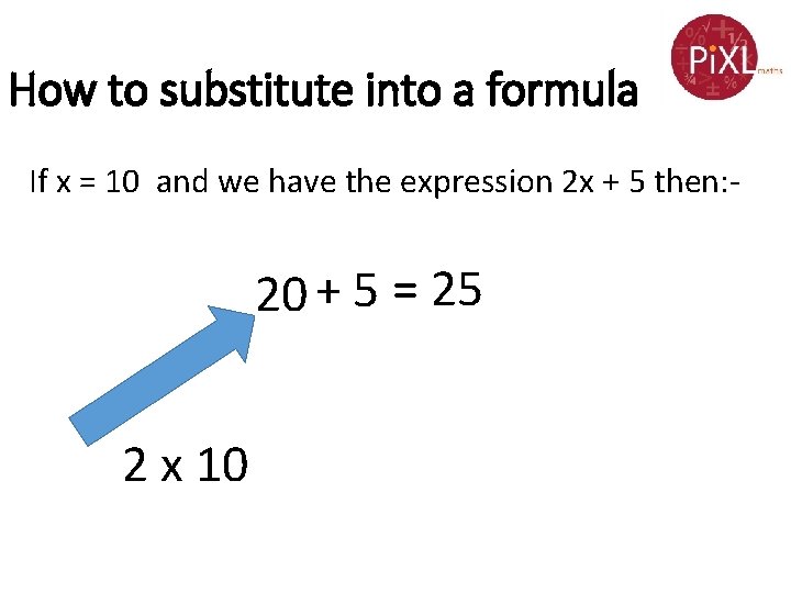 How to substitute into a formula If x = 10 and we have the