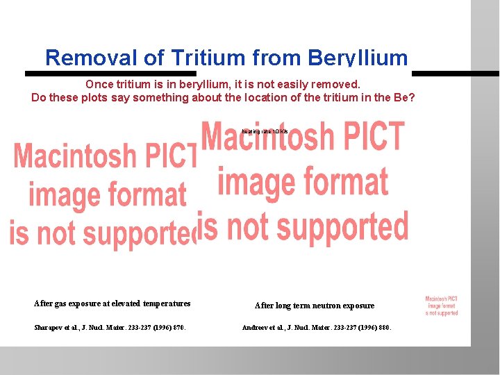 Removal of Tritium from Beryllium Once tritium is in beryllium, it is not easily