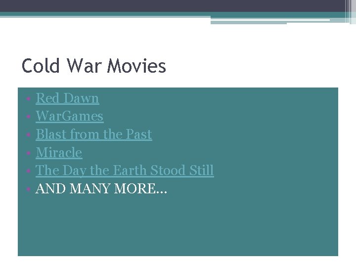 Cold War Movies • • • Red Dawn War. Games Blast from the Past