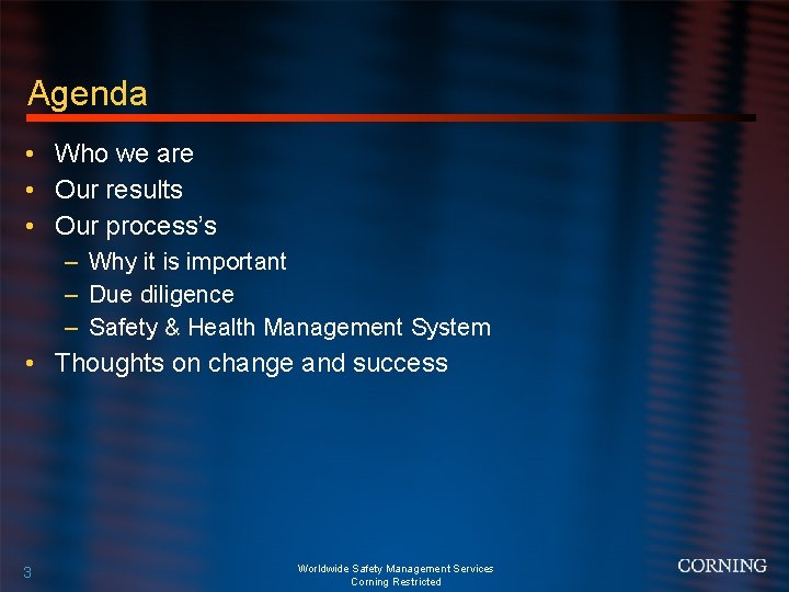 Agenda • Who we are • Our results • Our process’s – Why it