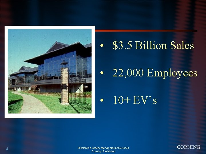  • $3. 5 Billion Sales • 22, 000 Employees • 10+ EV’s 4