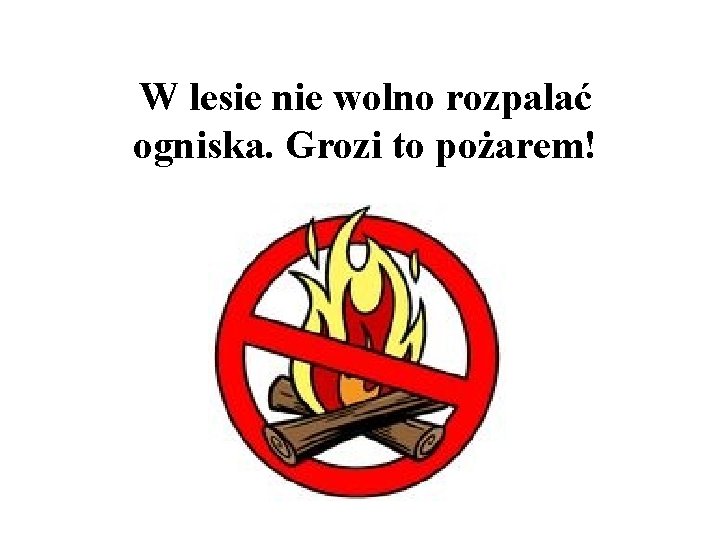 W lesie nie wolno rozpalać ogniska. Grozi to pożarem! 