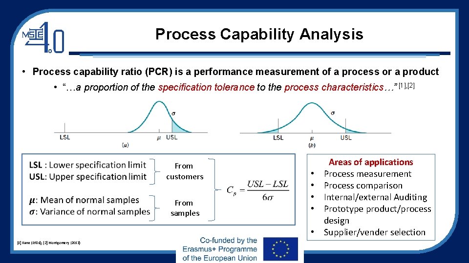 Process Capability Analysis • Process capability ratio (PCR) is a performance measurement of a