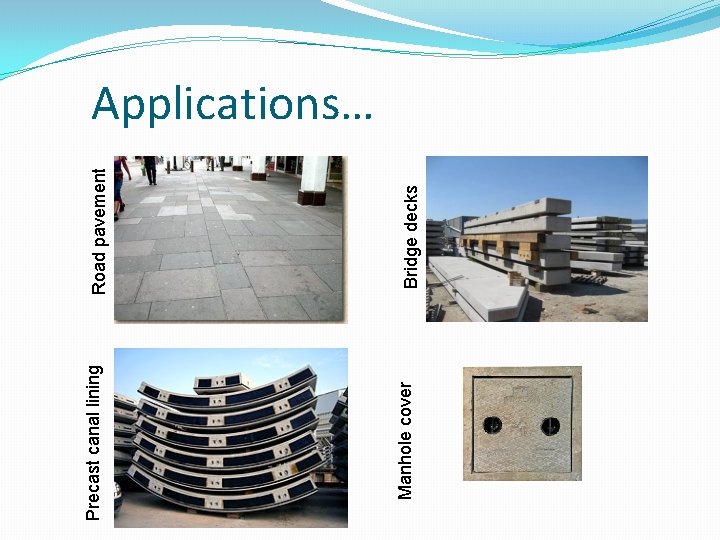 Manhole cover Precast canal lining Bridge decks Road pavement Applications… 