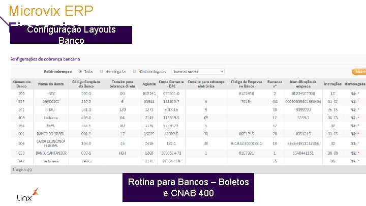 Microvix ERP Configuração Layouts Financeiro Banco Rotina para Bancos – Boletos e CNAB 400