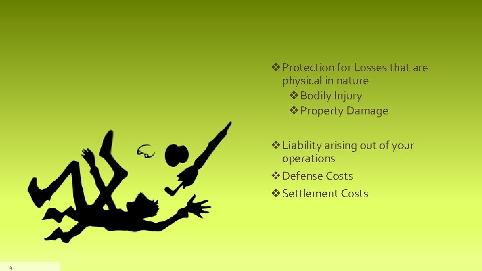 v. Protection for Losses that are physical in nature v. Bodily Injury v. Property