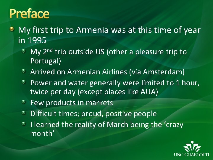 Preface My first trip to Armenia was at this time of year in 1995