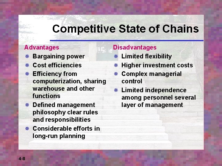 Competitive State of Chains Advantages ¯ Bargaining power ¯ Cost efficiencies ¯ Efficiency from