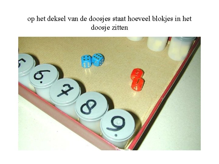 op het deksel van de doosjes staat hoeveel blokjes in het doosje zitten 