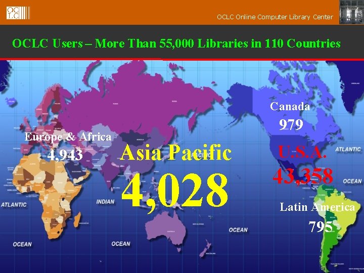 OCLC Online Computer Library Center OCLC Users – More Than 55, 000 Libraries in